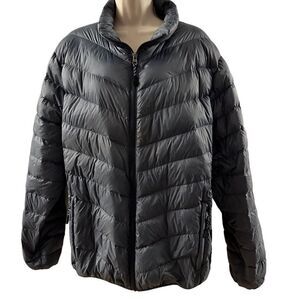 Blue Saks Fifth Ave~Grey Outerwear Jacket~Lightweight Down Duck Feather ~ size L